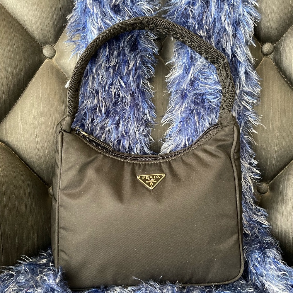 Prada Vintage Tessuto black nylon mini hobo bag pochette black purse
authentic